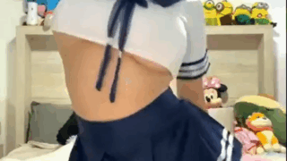 Cachando a culona en lencería de colegiala